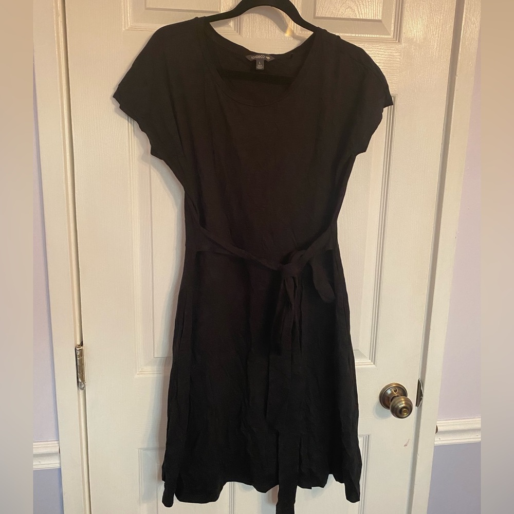 Toad and co cue wrap short sleeve dress- black, L